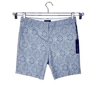 Willi Smith Blue and White Paisley Bermuda Shorts